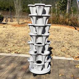 6 Tier + 4 Petal Vertical planter + Universal Wheel Tray2