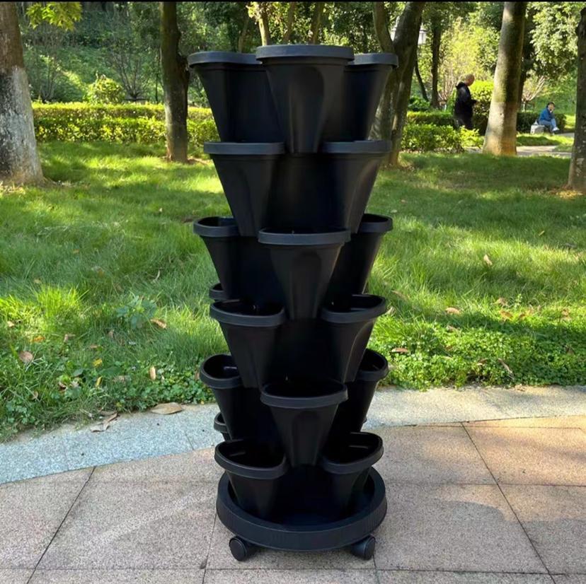 6 Tier + 4 Petal Vertical planter + Universal Wheel Tray5