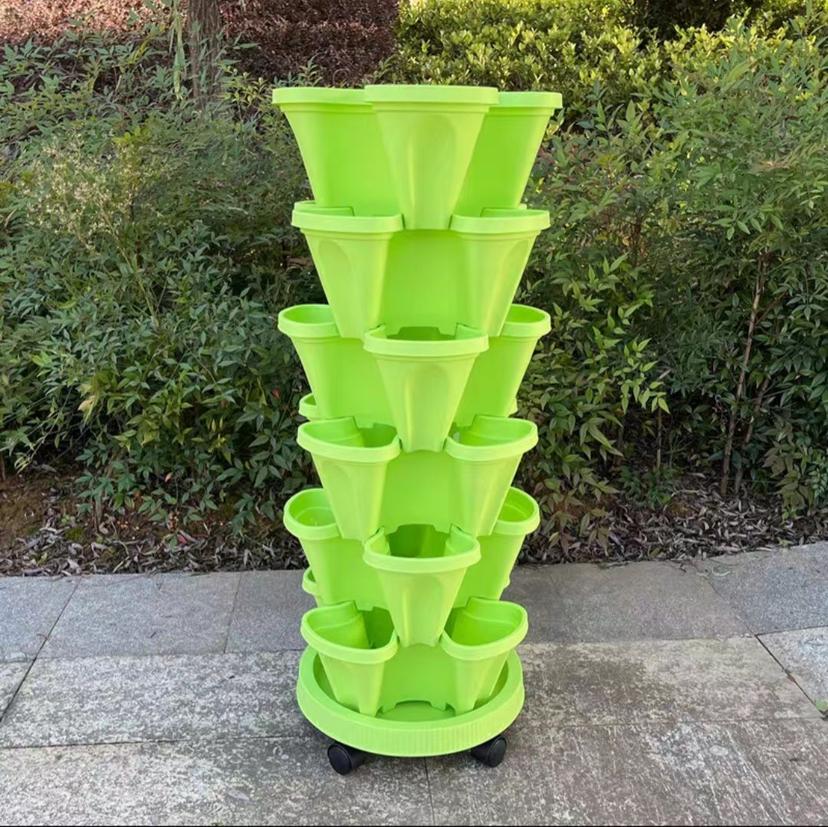 6 Tier + 4 Petal Vertical planter + Universal Wheel Tray4