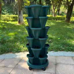 6 Tier + 4 Petal Vertical planter + Universal Wheel Tray1